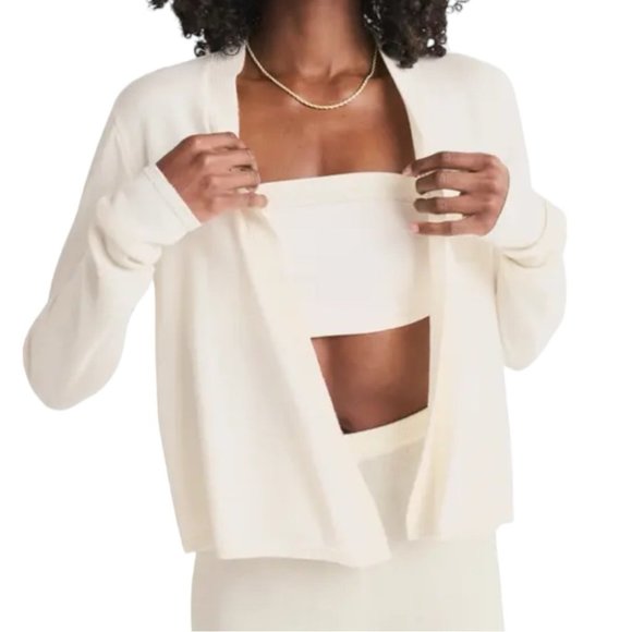 Banana Republic Cream 100% Merino Wool Open Front Cardigan Size L - Picture 1 of 6